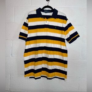 RALPH LAUREN Short Sleeve Polo Shirt‎ Mens Size XL Yellow White Navy Blue